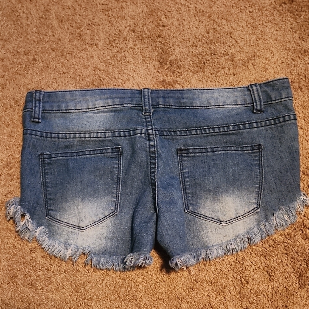 Blue Ripped Denim Shorts - Picture 3 of 3